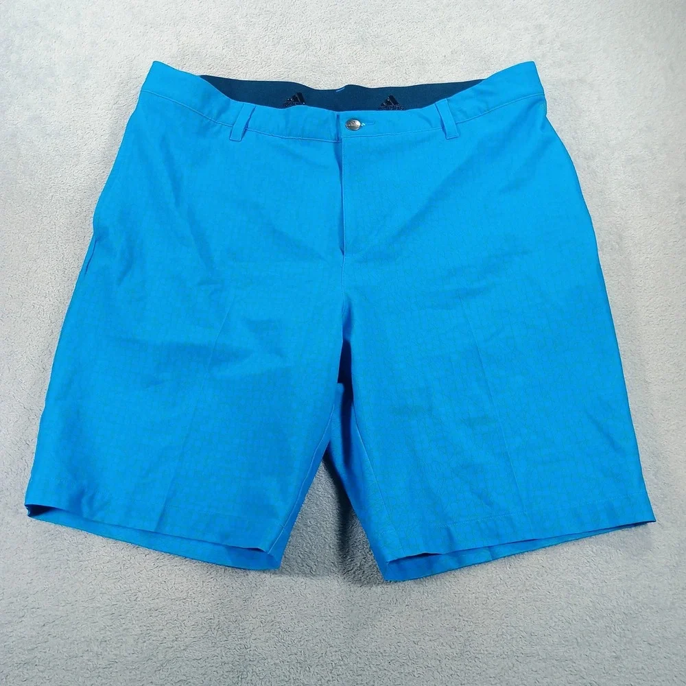 Adidas Mens Golf Shorts Blue 34 Geometric Pattern Performance Stretch